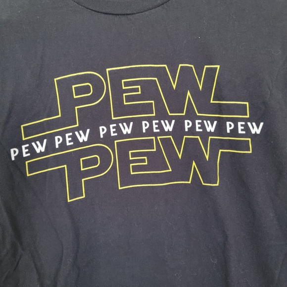 Star Wars 'Pew Pew' | Graphic T-Shirt Humor Black Yellow Gift Shortsleeve Tee - Picture 2 of 8
